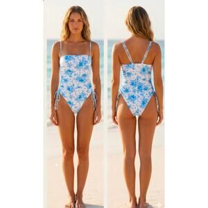 ◇37 MSRP $25 NWT WILD FABLE BLUE FLORAL HIGH-LEG ONE-PIECE ♡SIZE XXS♡